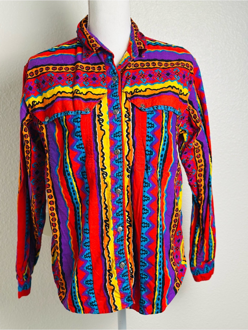 Vintage Rodeo Western Wear Cowgirl Long Sleeve Button Down Shirt Size Medium